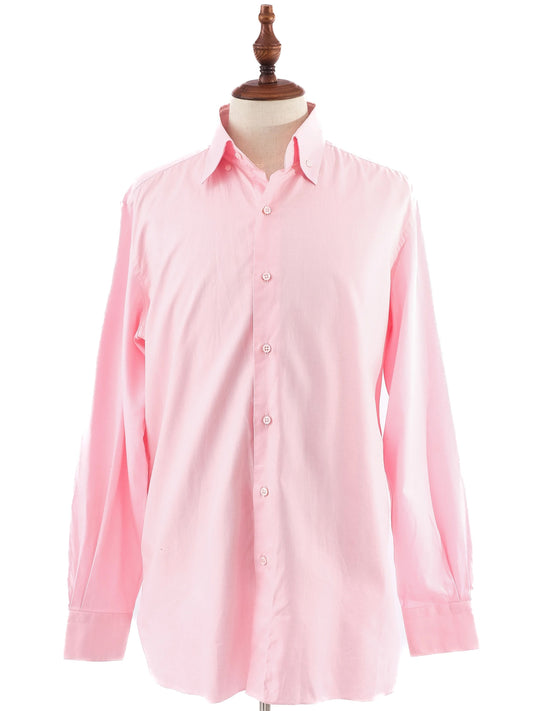 Excellent Feru Men's Long Sleeve Pink Cotton Button-Up Shirt Size L
