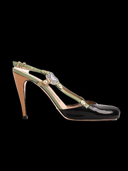 Good Emporio Armani High-Heeled Shoes Combined Leather Size 37.5