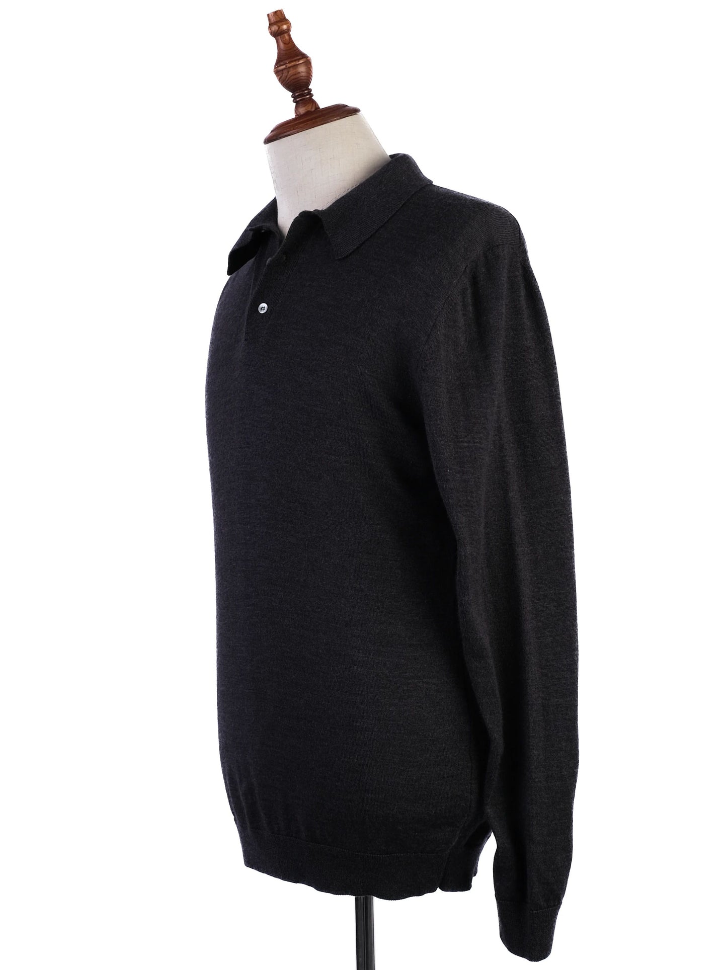 excellent cenere gray wool long-sleeved polo shirt size l for men