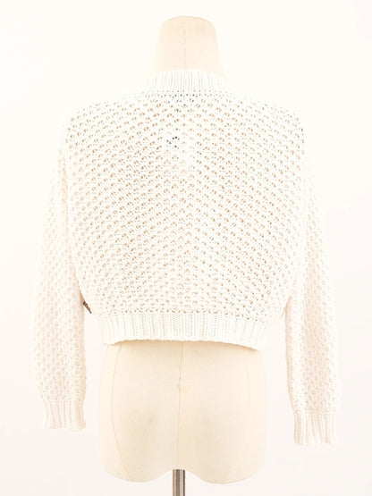 Excellent Burberry White Crochet Cardigan Size S Women's Cotton