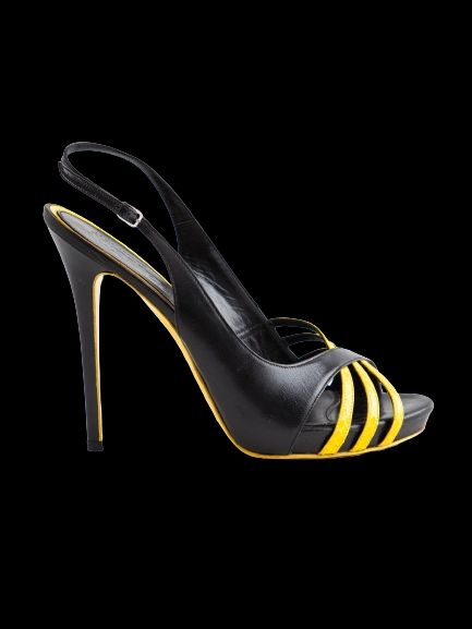 good alexander mcqueen combined leather slingback high-heeled sandals size 39