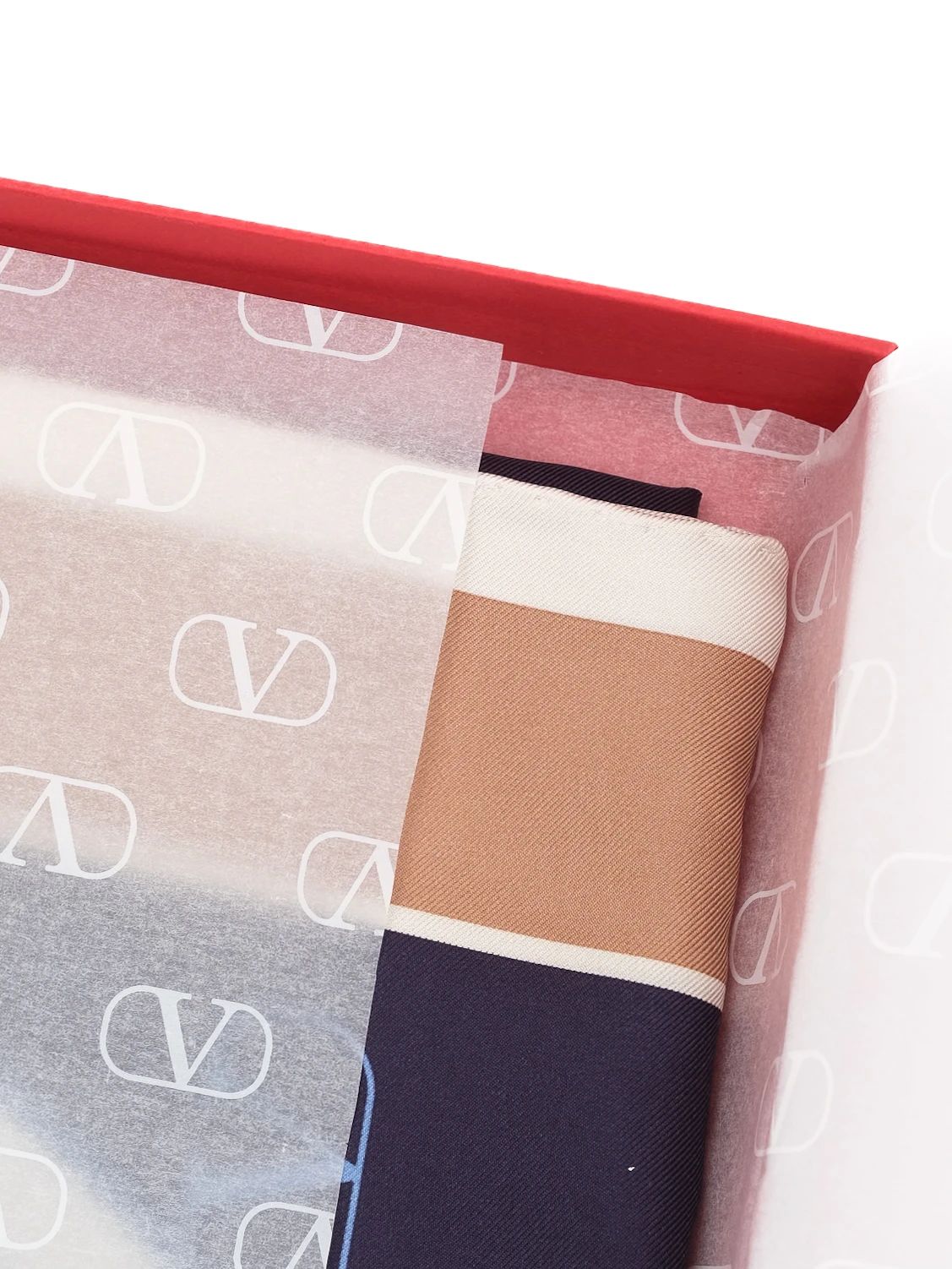 new valentino silk scarf combined navy blue & beige with logo