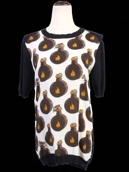 Excellent Lanvin Short Sleeve Sweater Black Combined M Women