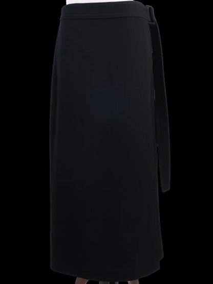 RAEY Black Wool Wrap Skirt with Belt Size XXL Excellent Condition