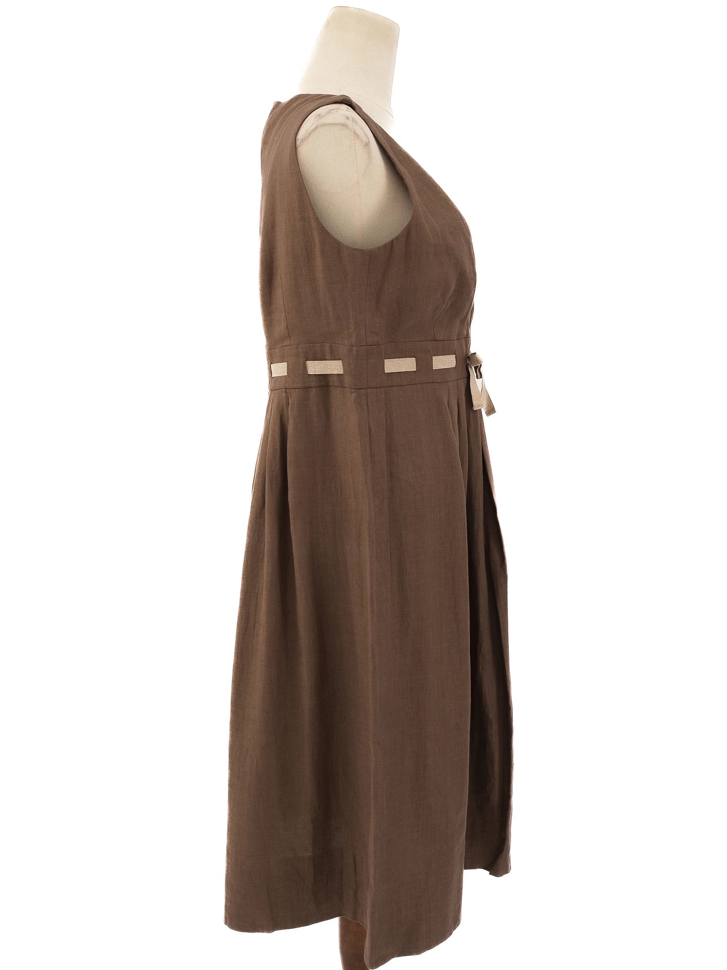 new max mara orange sleeveless dress size l with tied belt detail