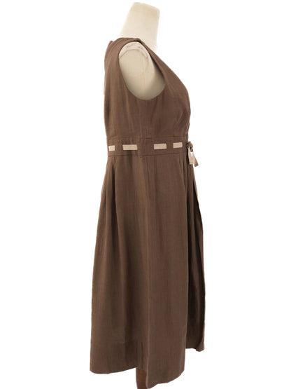 NEW Max Mara Orange Sleeveless Dress Size L with Tied Belt Detail