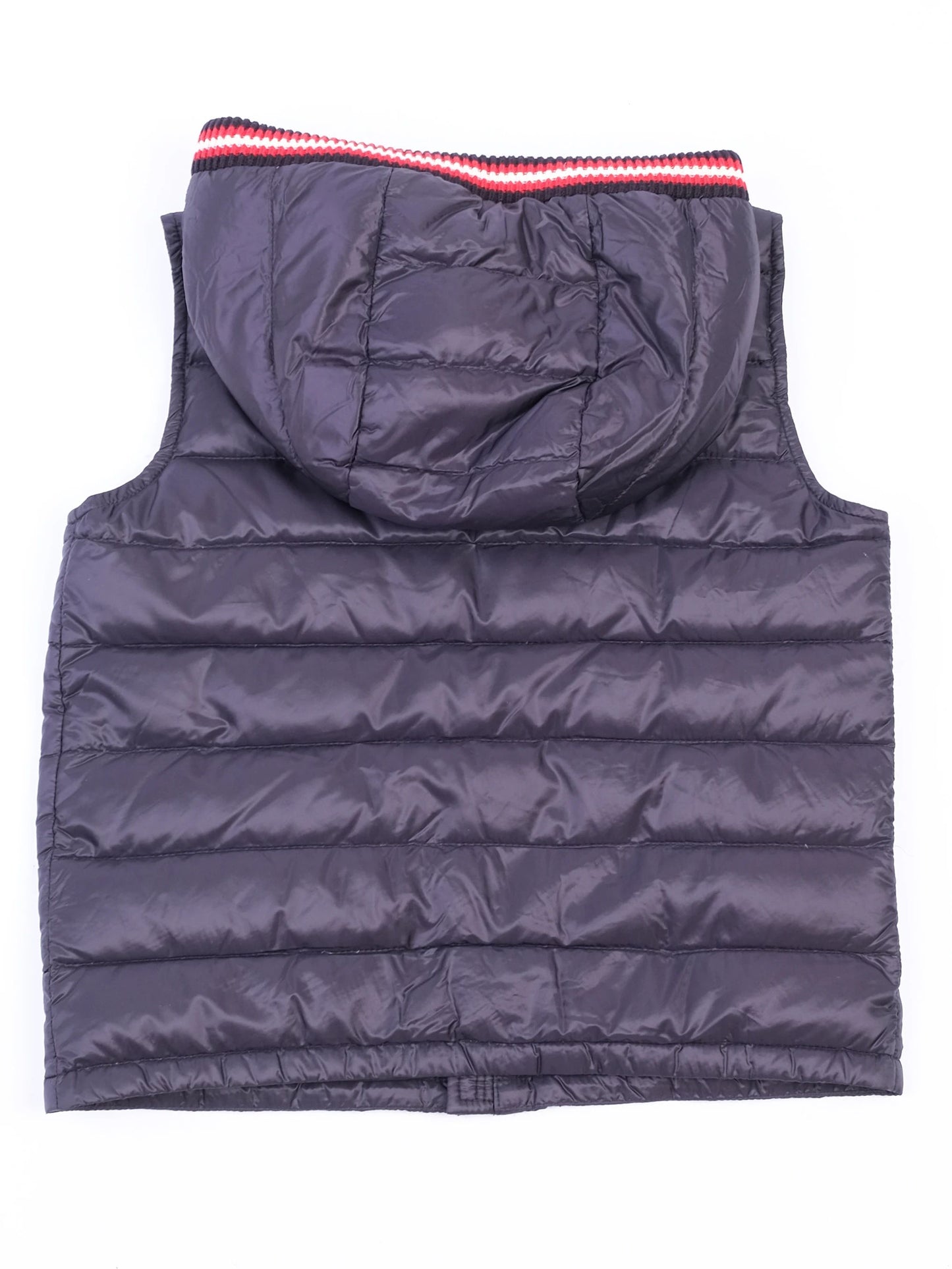 excellent moncler blue padded vest for kids size 10 with hood
