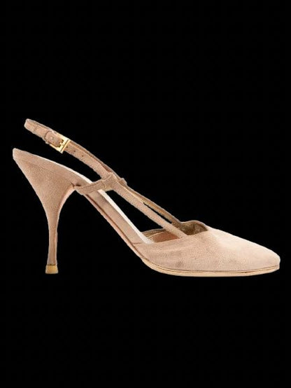 Average Prada Gray Leather High-Heeled Slingback Shoes Size 38