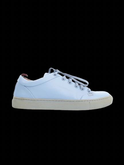 excellent bally blue leather sneakers size 37.5 women