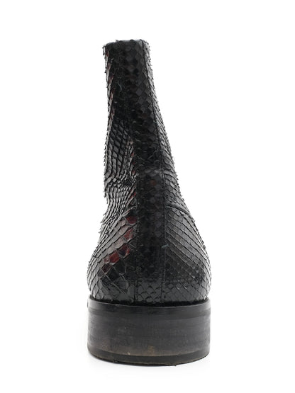 Baldinini Black Leather Snake Skin Boots Size 43 Excellent Condition