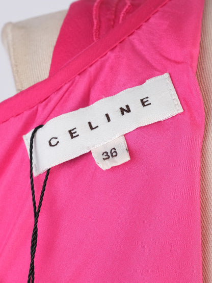 Excellent Celine Pink Silk Sleeveless Dress with Ruffled Skirt