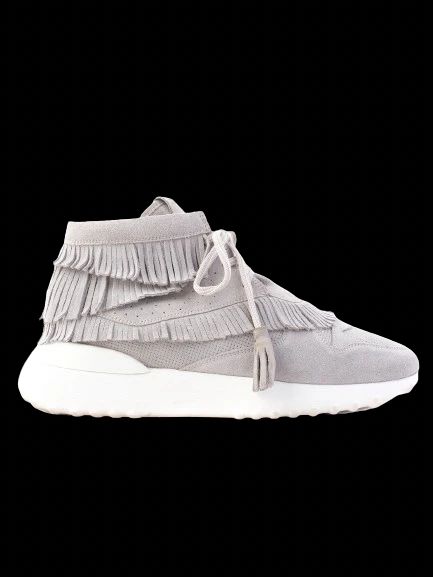 tod's gray leather high-top sneakers women size 40 excellent