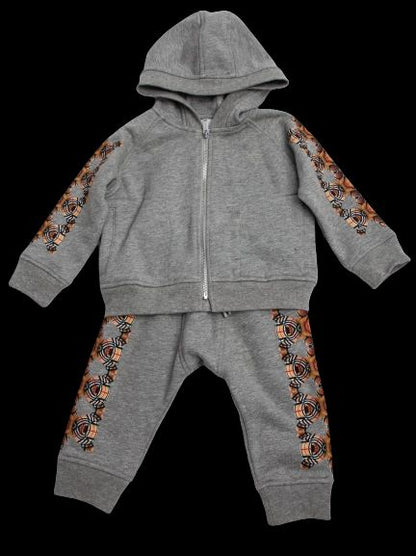 Excellent Burberry Gray Hoodie Pants Set for Kids Size 1 Cotton