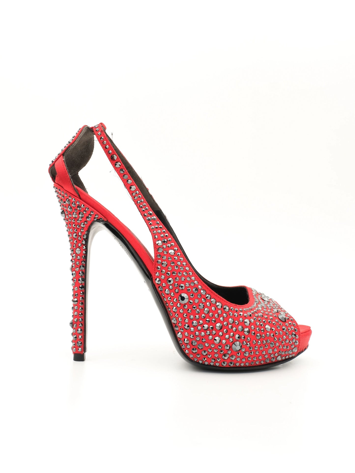 excellent alexander mcqueen red leather high heel shoes size 40