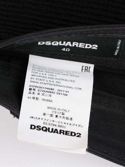 Excellent Dsquared2 Black Cotton Pants Size 40 with Zipper Details