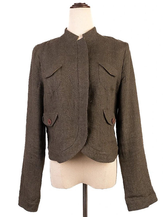 Excellent Etro Gray Cropped Wool Jacket Size M for Women