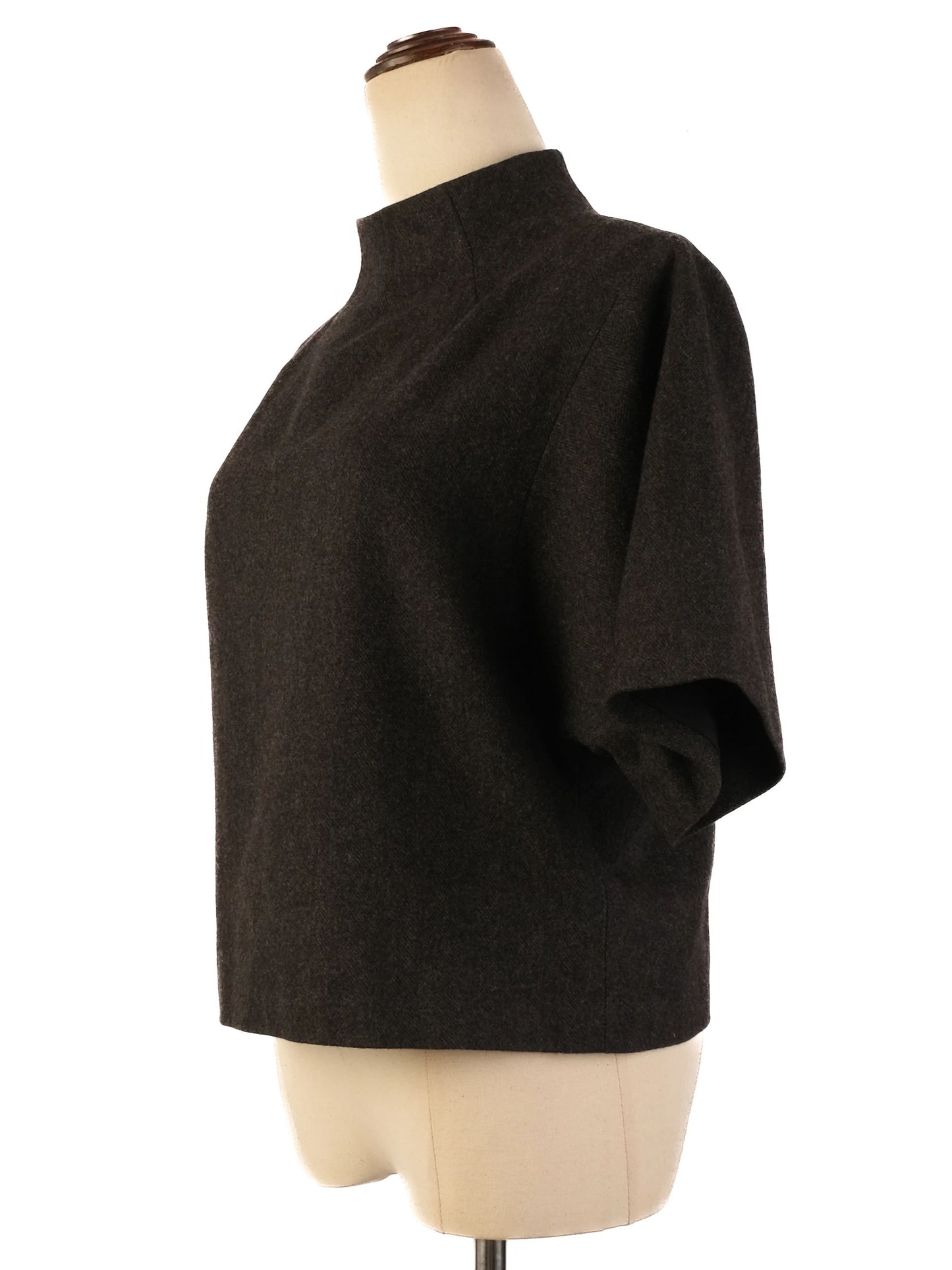 excellent ralph lauren gray wool blouse size xs with high neck