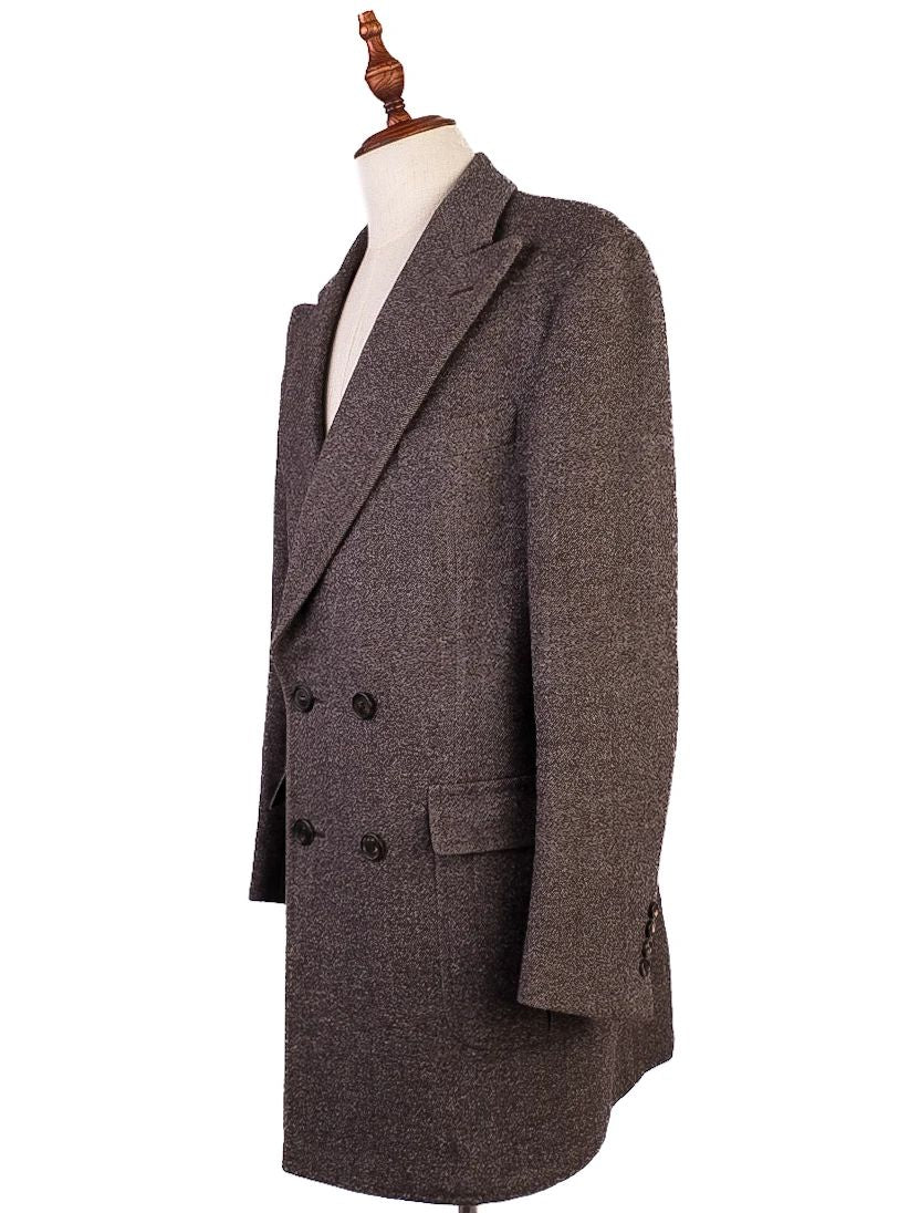 excellent feru gray wool double-breasted overcoat for men