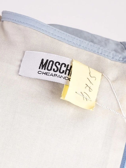 Excellent Moschino Light Blue Dress M Polyester Eyelet Pleated Skirt