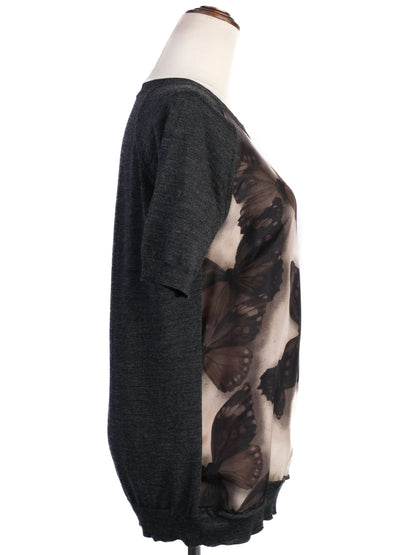 Excellent Lanvin Black Wool T-Shirt with Butterfly Design Size L