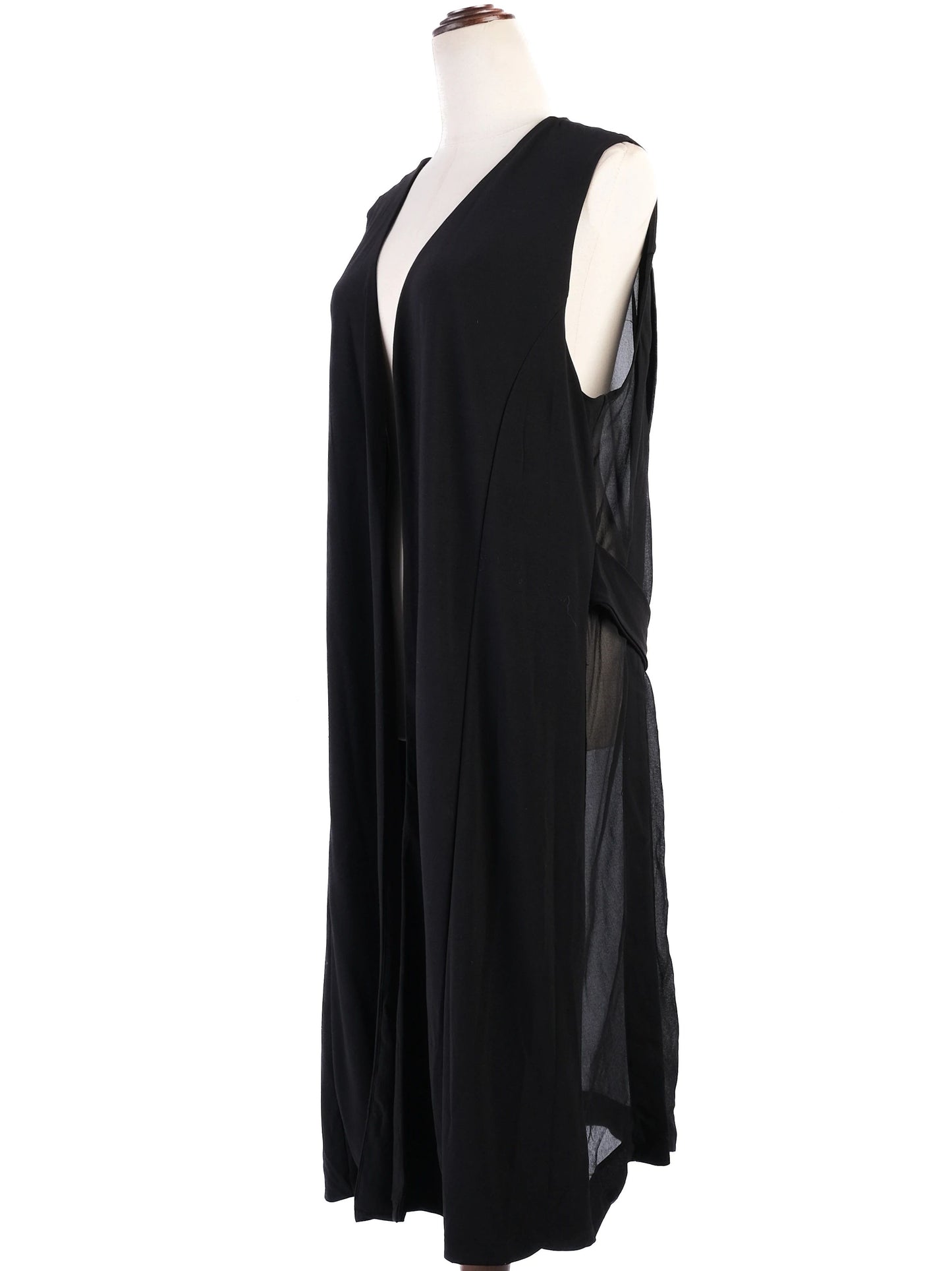 dkny women's black sleeveless open cardigan size l excellent