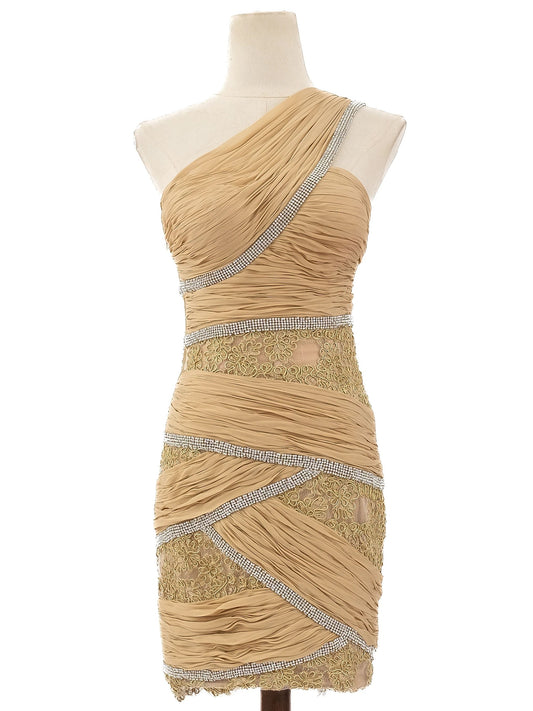 Excellent Zuhair Murad Orange Silk One-Shoulder Dress Size S
