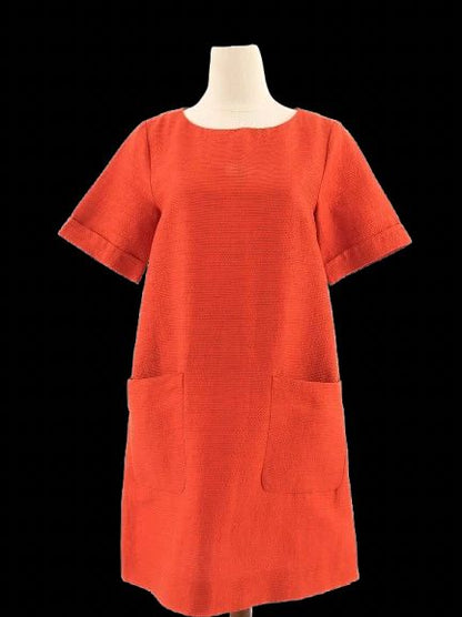 Excellent Max Mara Red Silk Dress Size M Knee-Length with Pockets