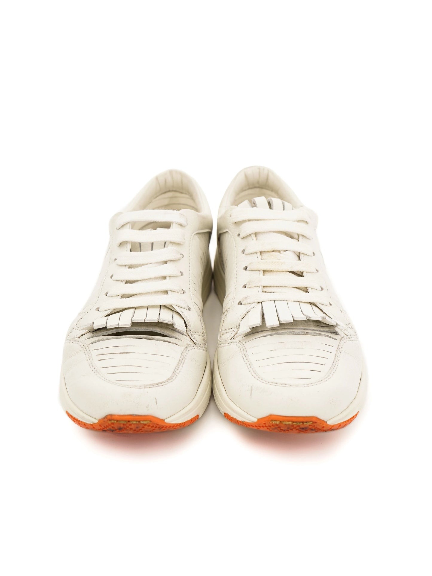 gucci white sneakers with orange accents size 36 - good condition