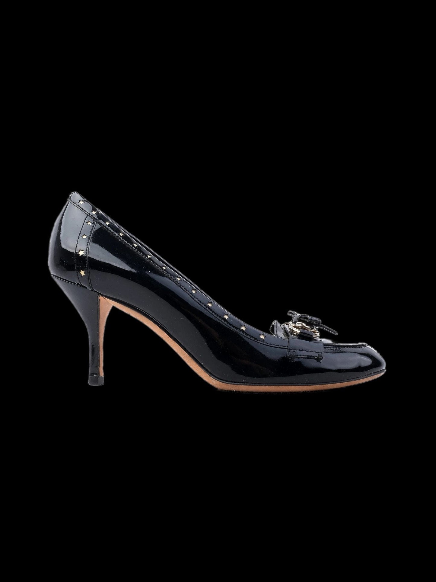 excellent gucci black patent leather high-heeled shoe size 37.5