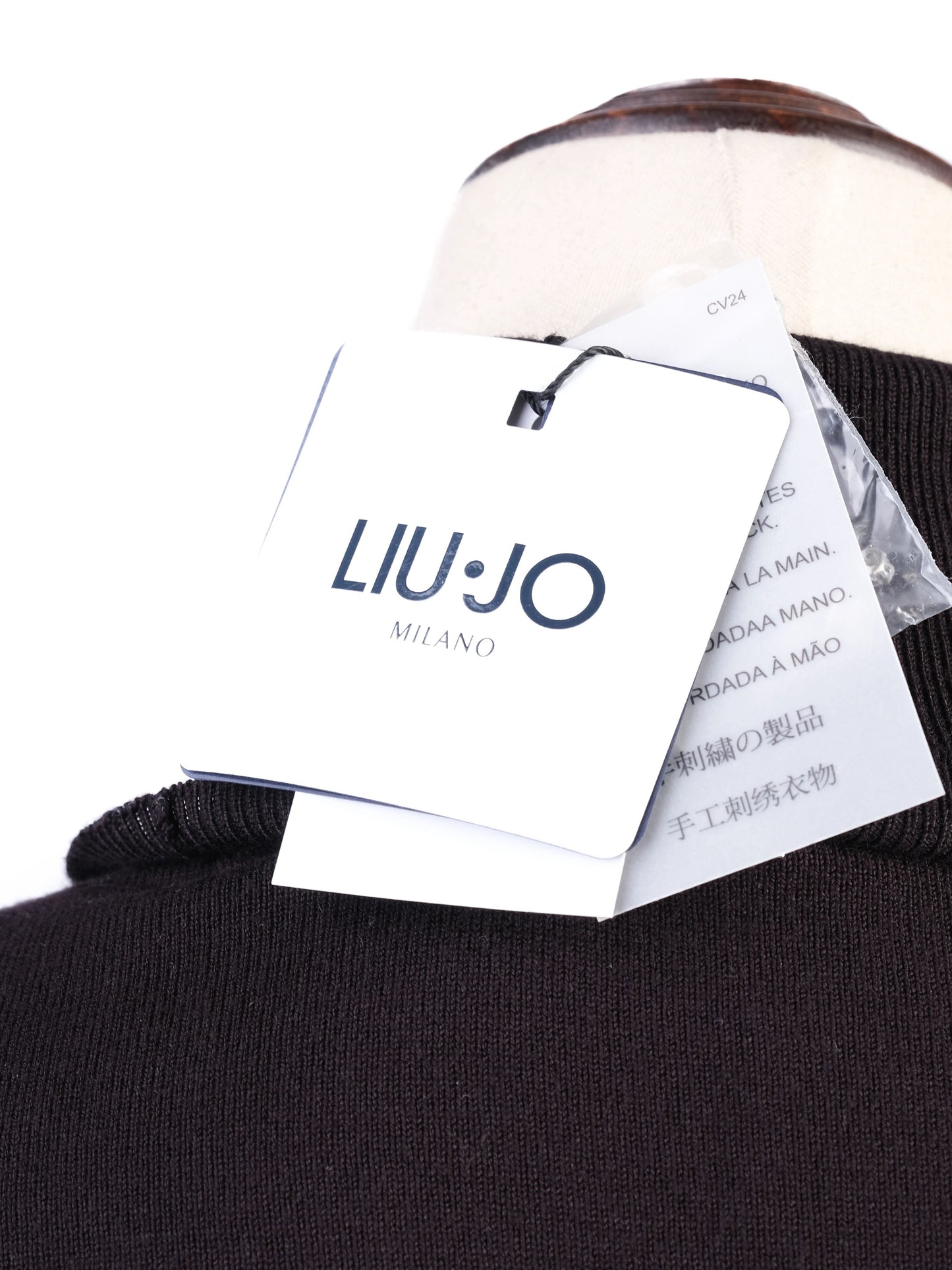 new liu jo black turtleneck sweater size l with embellishments