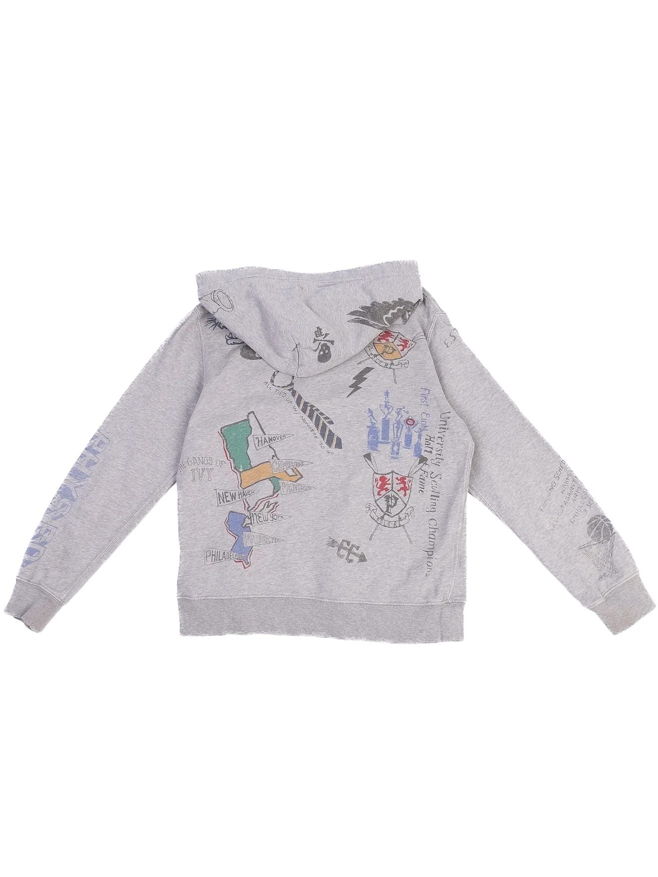 excellent polo ralph lauren gray hoodie kids size 15 with graphics