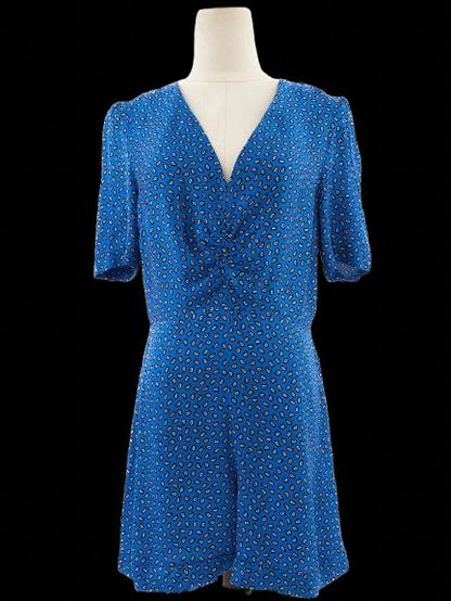 Excellent Maje Blue V-Neck Short-Sleeve Dress Size M