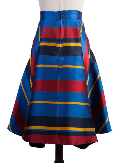 Excellent MaxCo Silk Flared Skirt XS Vibrant Stripes Combined Colors