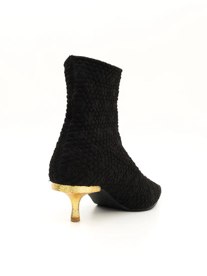 Excellent Uterque Black Cashmere Wool Ankle Boots Size 39