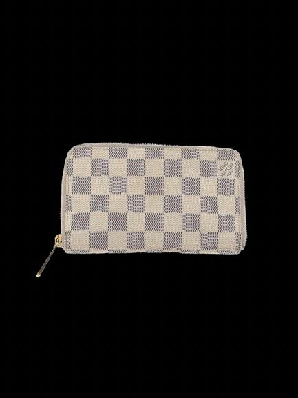 excellent louis vuitton checkered leather wallet with gold zipper