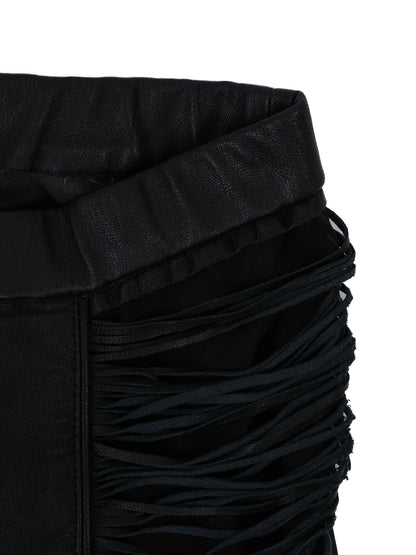 Excellent Roberto Cavalli Black Silk Pants with Fringed Details Size M