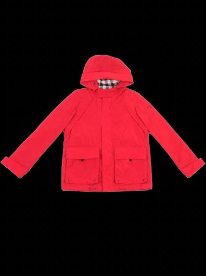Excellent Burberry Red Hooded Jacket for Kids Size 10