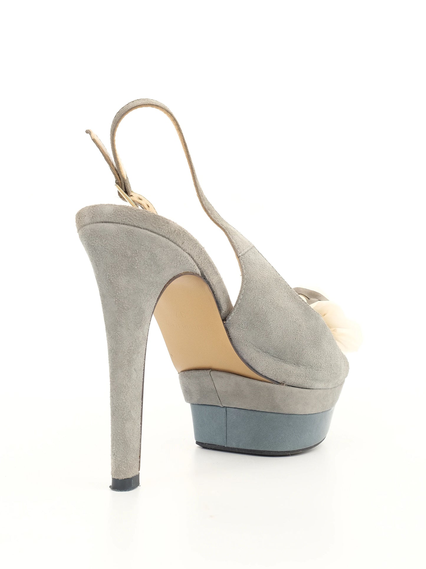 excellent giorgio fabiani blue leather high-heeled shoes size 37