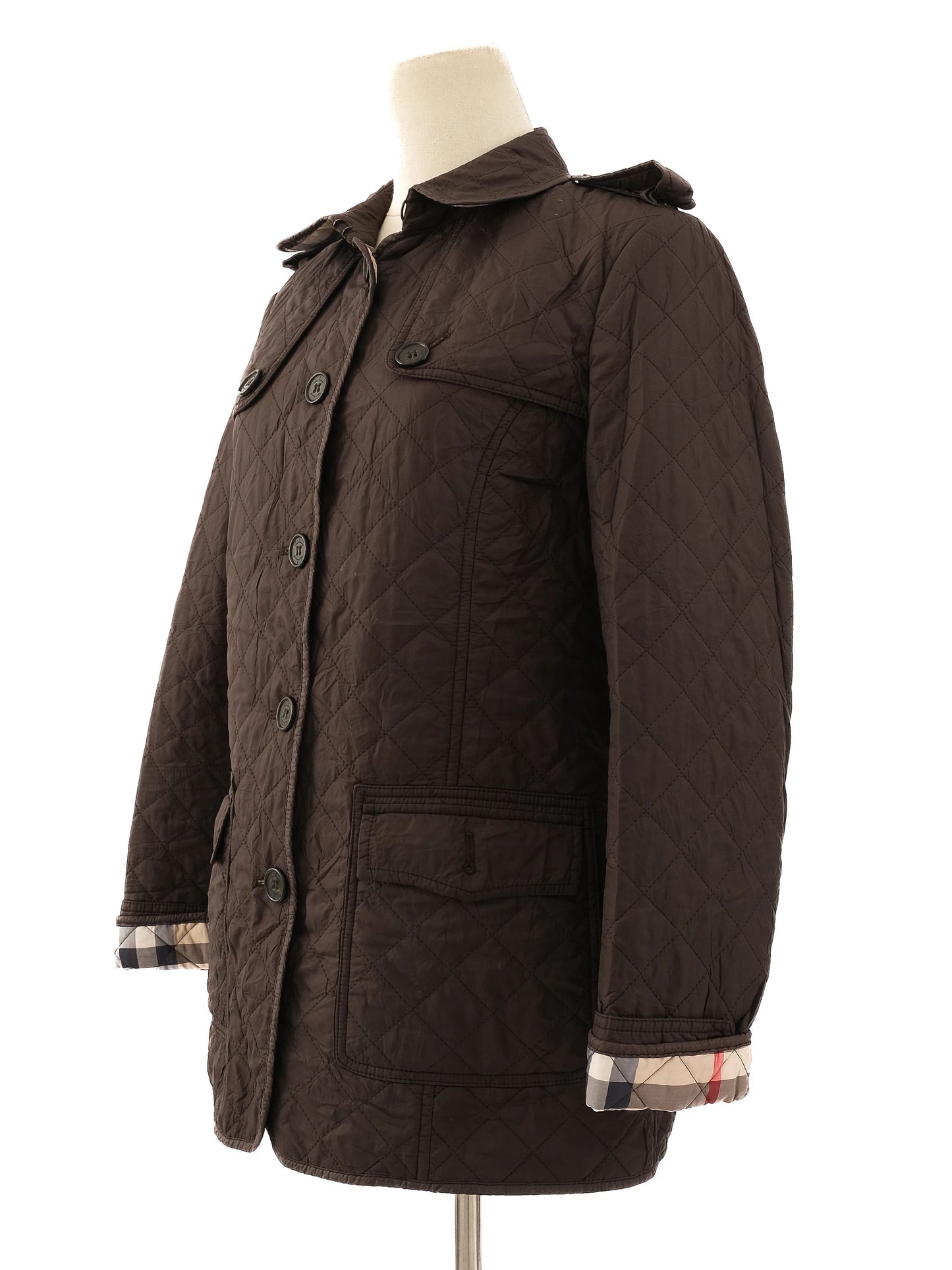 excellent burberry green nylon quilted jacket size m