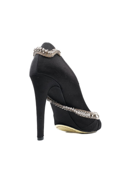 Excellent Valentino Black High-Heeled Shoe Size 40 with Embellishments