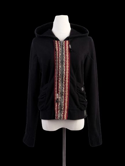 excellent john galliano black cotton hoodie size m with unique design