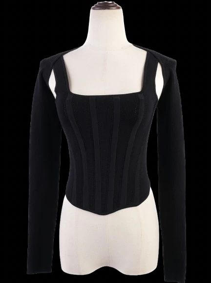 new dion lee black corset-style top size xs viscose structured design
