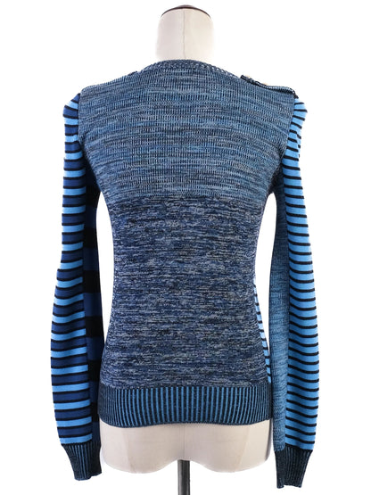 Excellent Gucci WomenÕs Blue Wool Sweater XS with Striped Sleeves