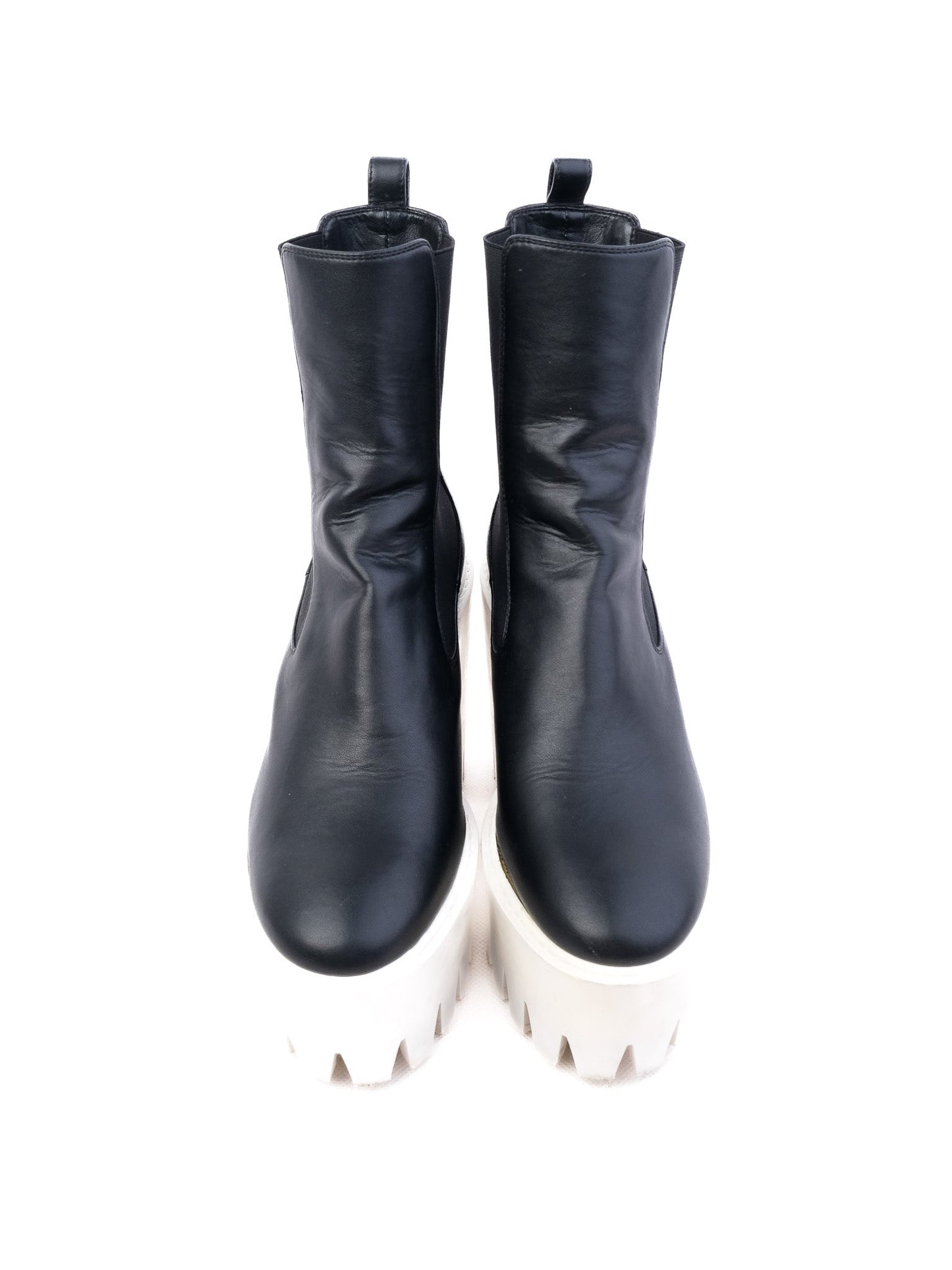 average stella mccartney black leather platform ankle boots size 37