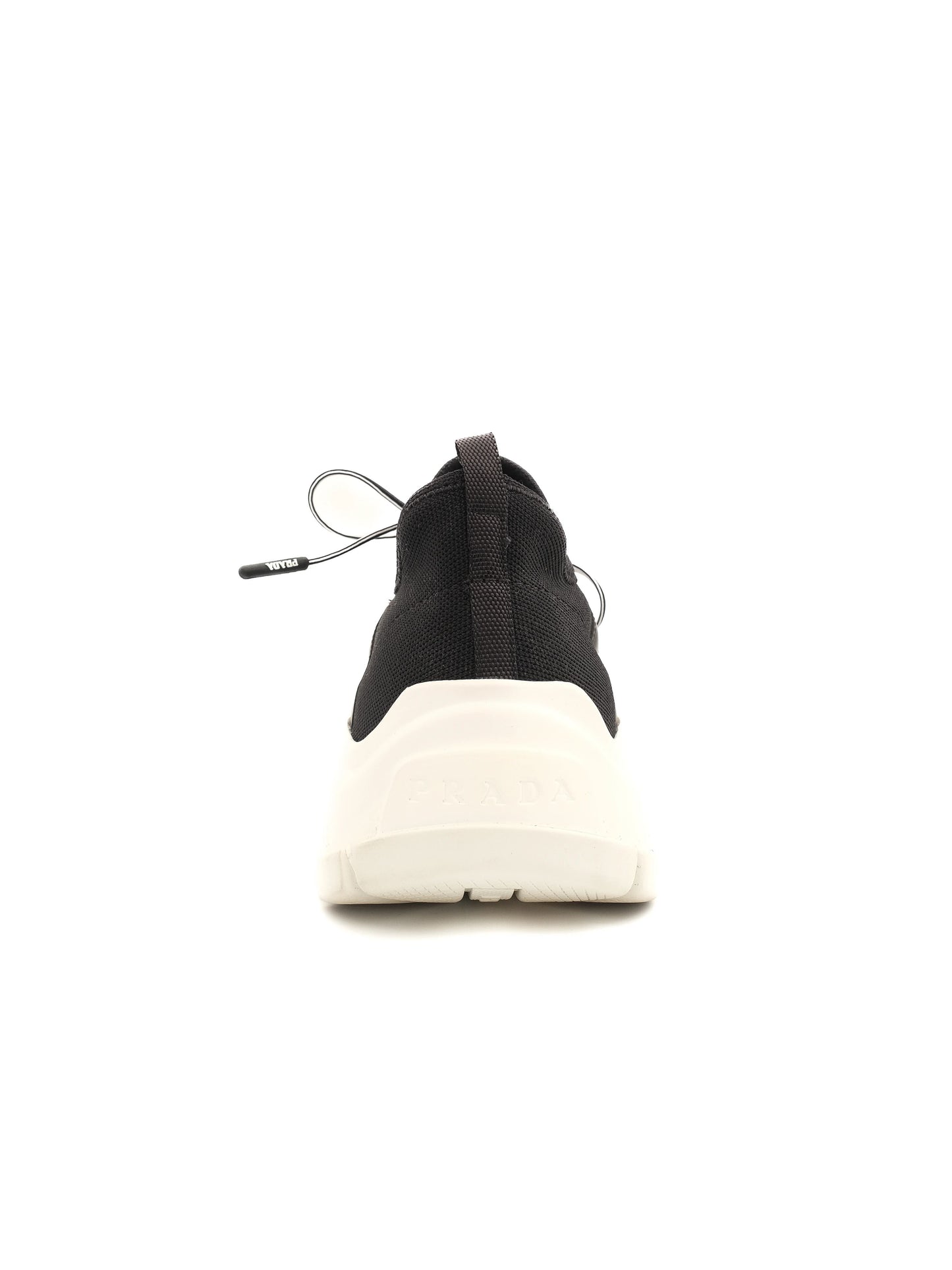 excellent prada black textile sneakers size 37 with white soles