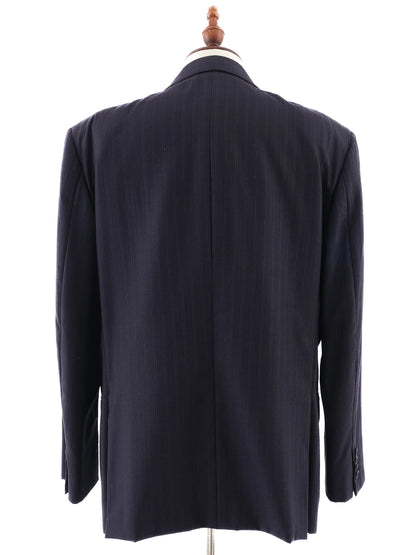BRIONI Excellent Blue Cupro Suit Jacket Size XL Dark Pinstripe