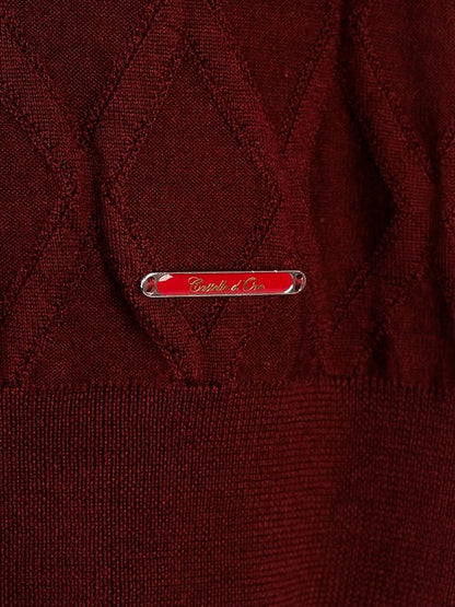 Excellent Castello d'Oro Red Wool Long Sleeve Sweater Size M