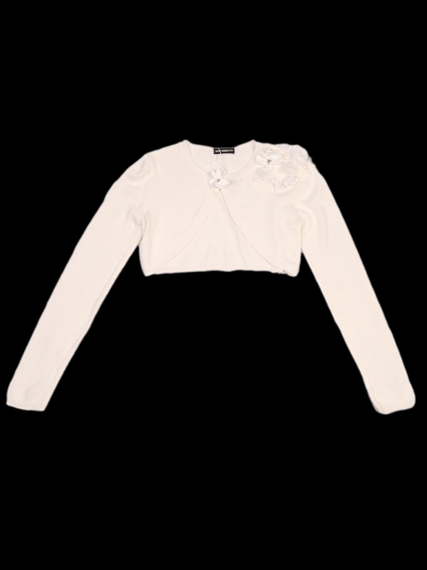 excellent david charles white cotton kids bolero cardigan size 4