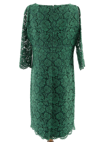 Excellent Luisa Spagnoli Green Lace Dress Size XXL - Elegant Style