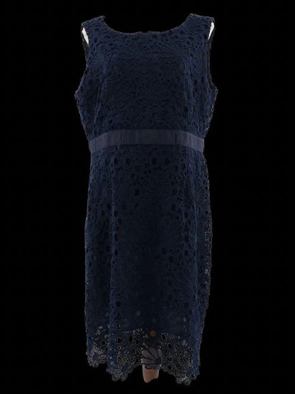 Excellent Gerard Darel Blue Lace Dress Size XXL Floral Pattern